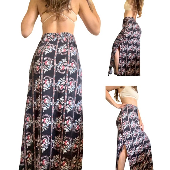 BONGO Dresses & Skirts - Bongo Floral Striped Maxi Skirt